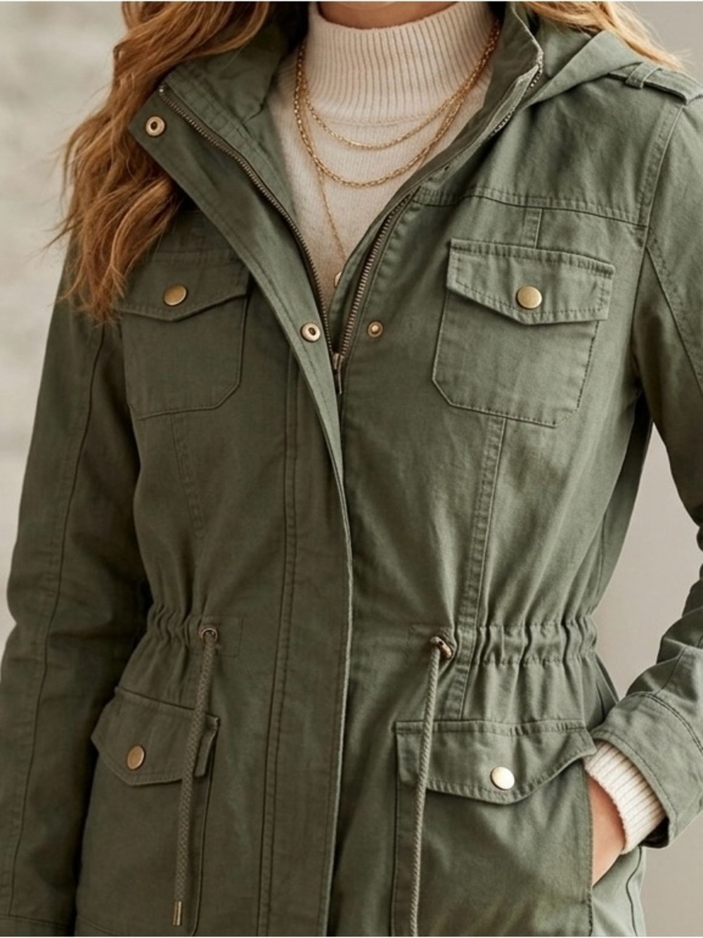 New Look Sage Green Hooded Utility Jacket